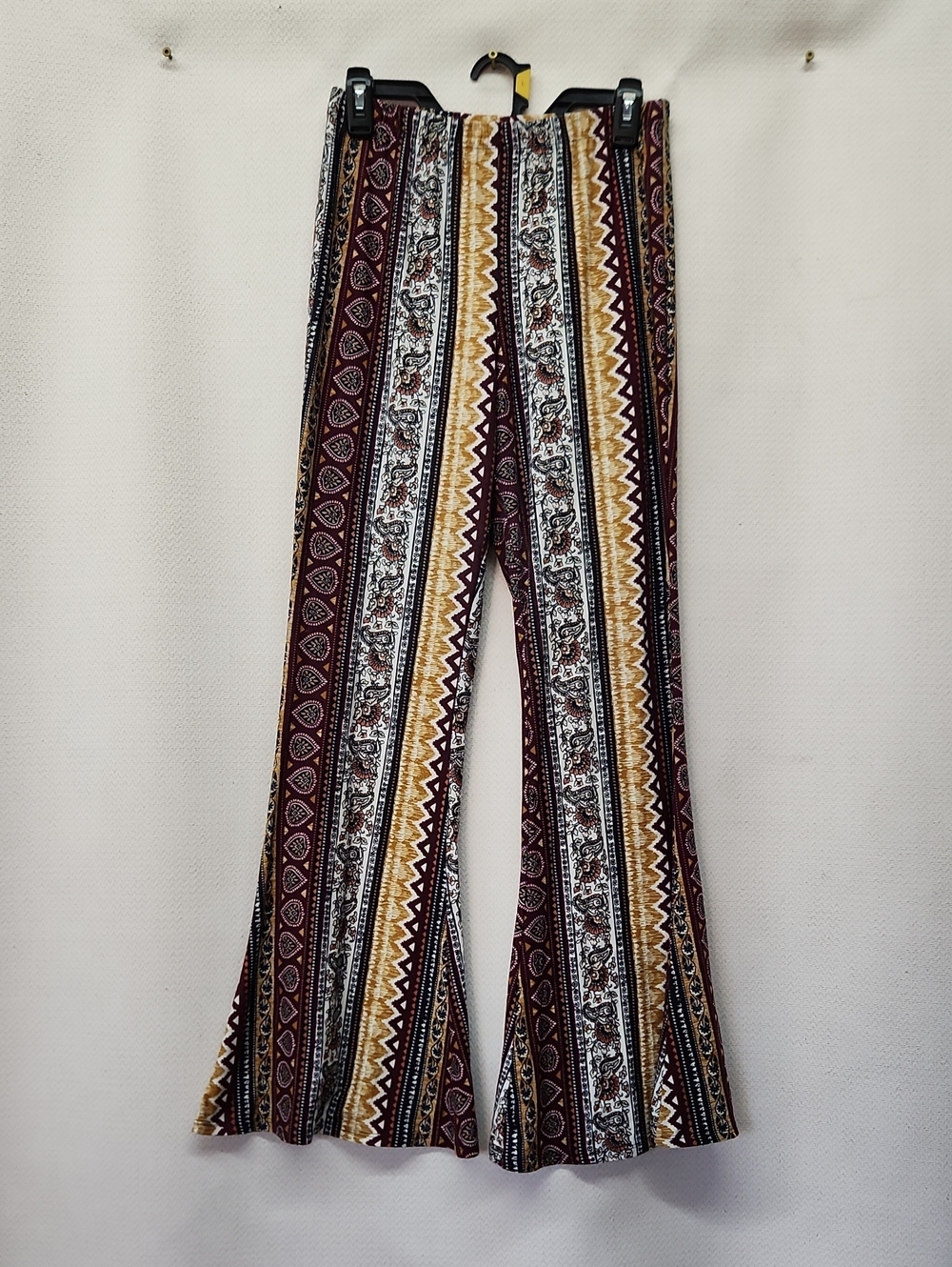eye candy Boho Vertical Stripe Flare Pants - Burgundy, Mustard, Black, Cream